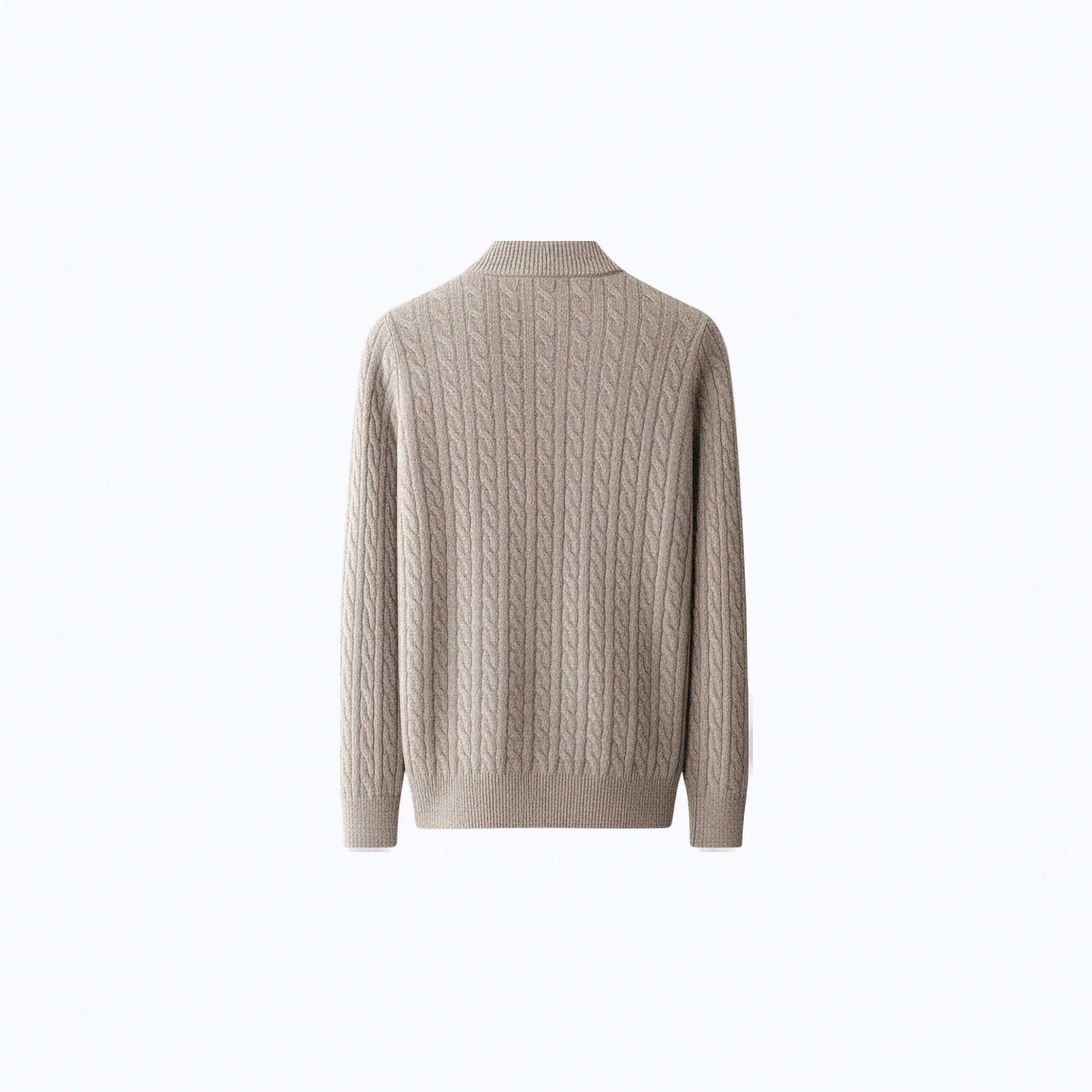 Maglione a trecce in lana 100% con zip a metà busto