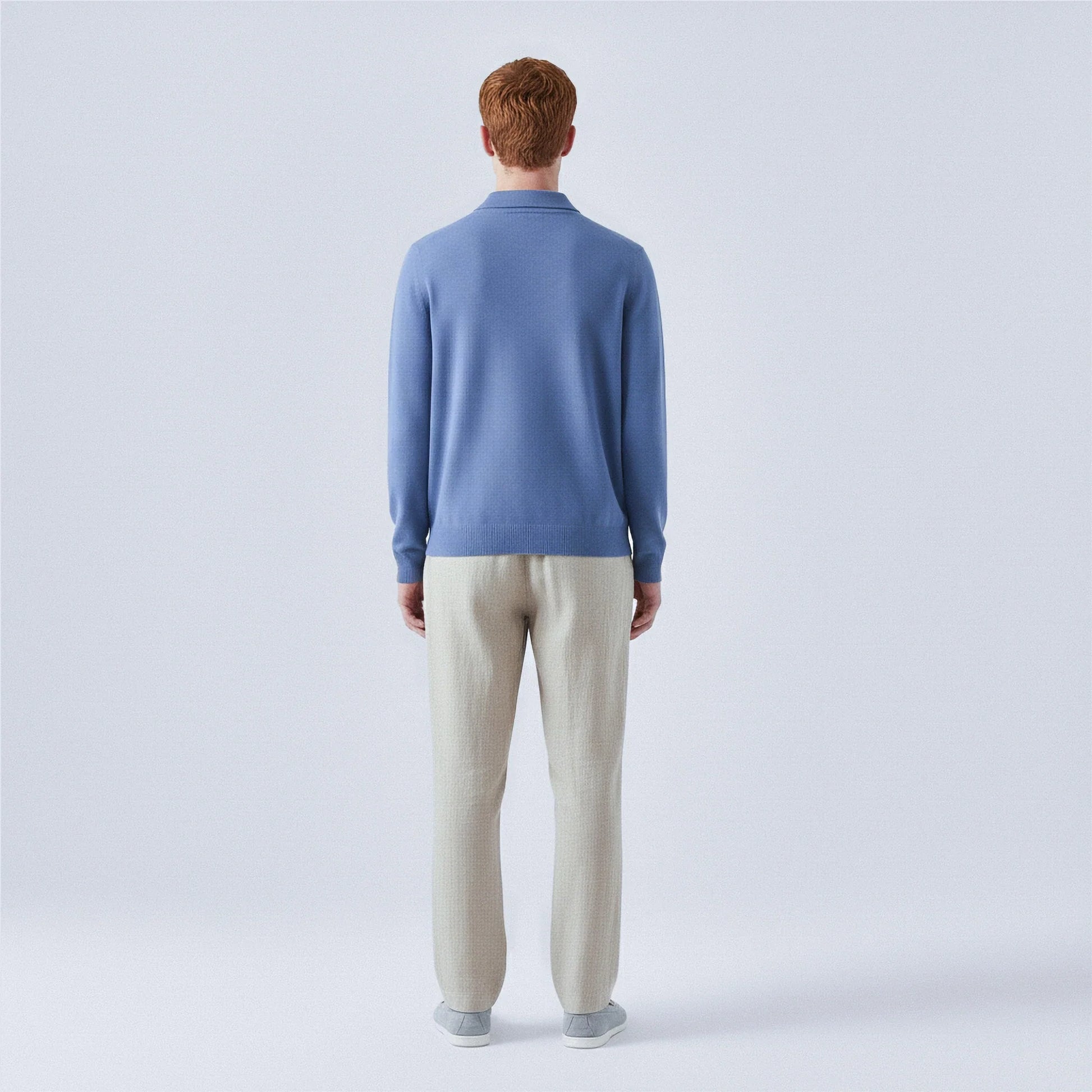 Maglione polo in lana al 100%