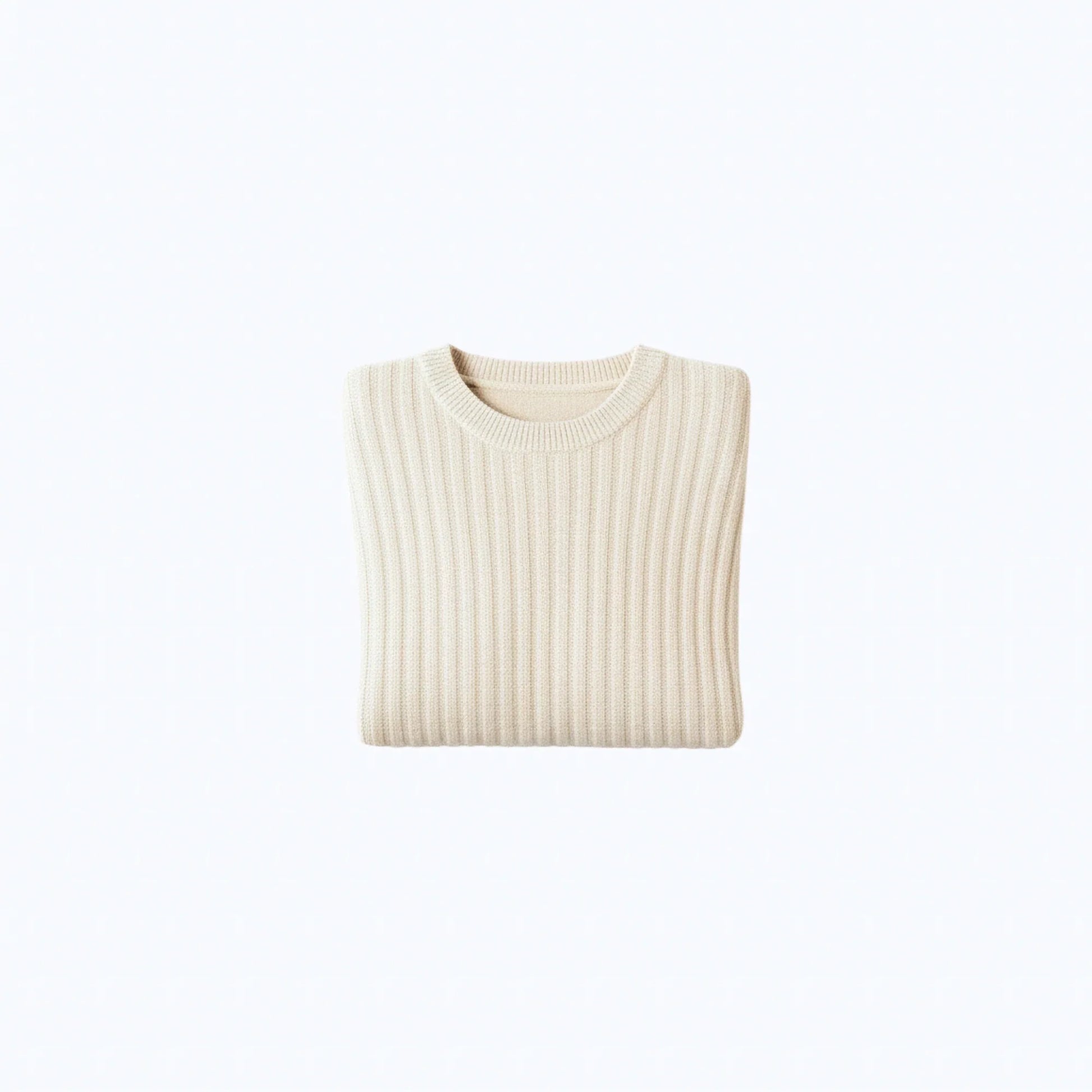 Maglione girocollo a coste in lana al 100%