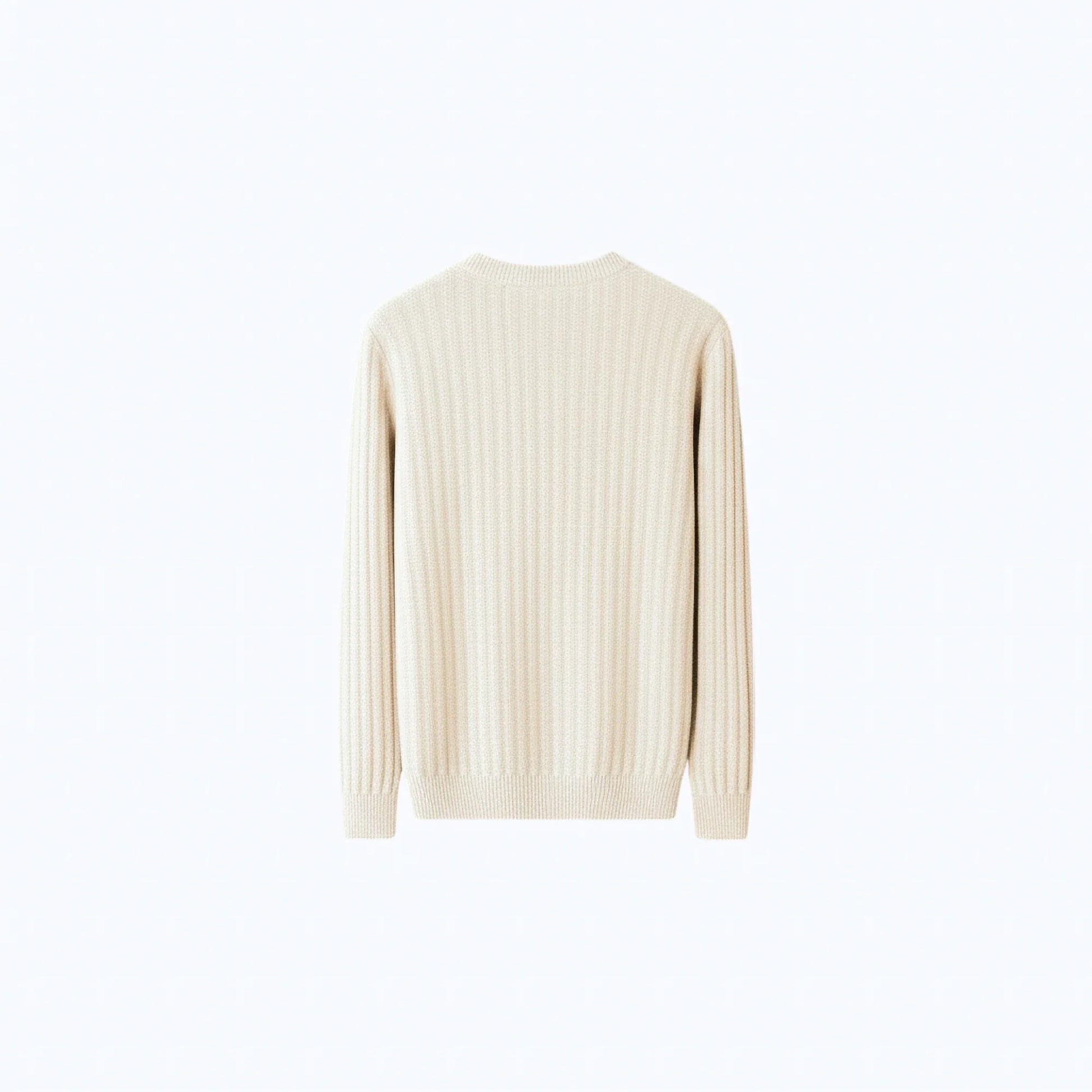 Maglione girocollo a coste in lana al 100%