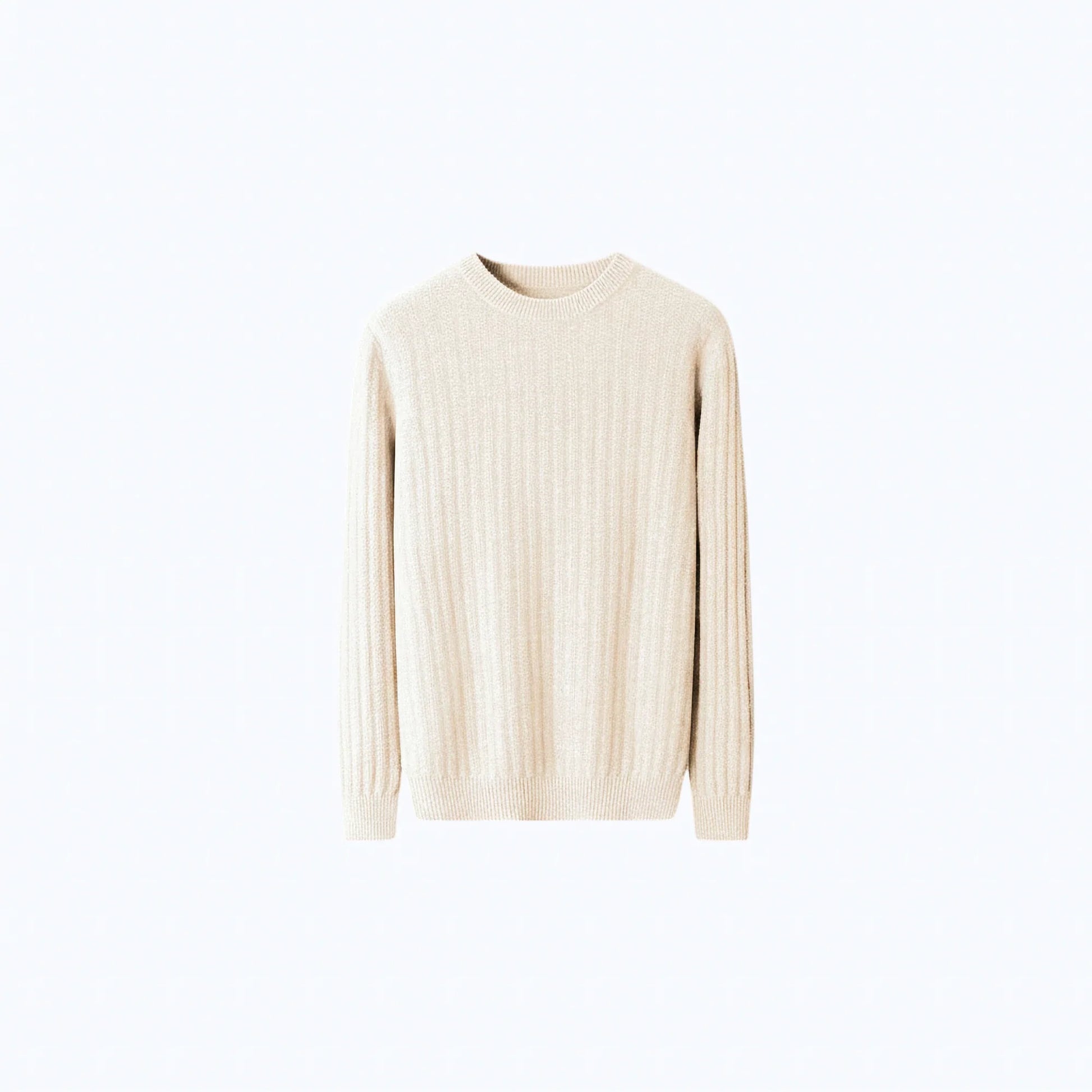 Maglione girocollo a coste in lana 100%