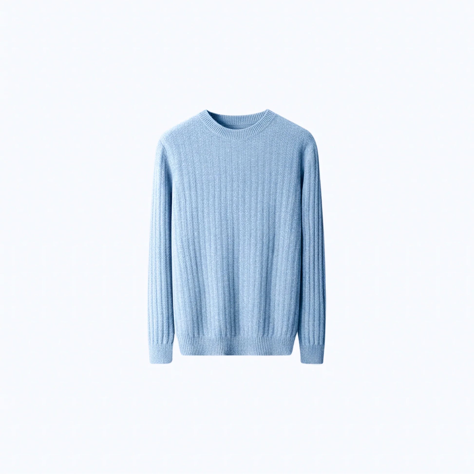 Maglione girocollo a coste in lana al 100%