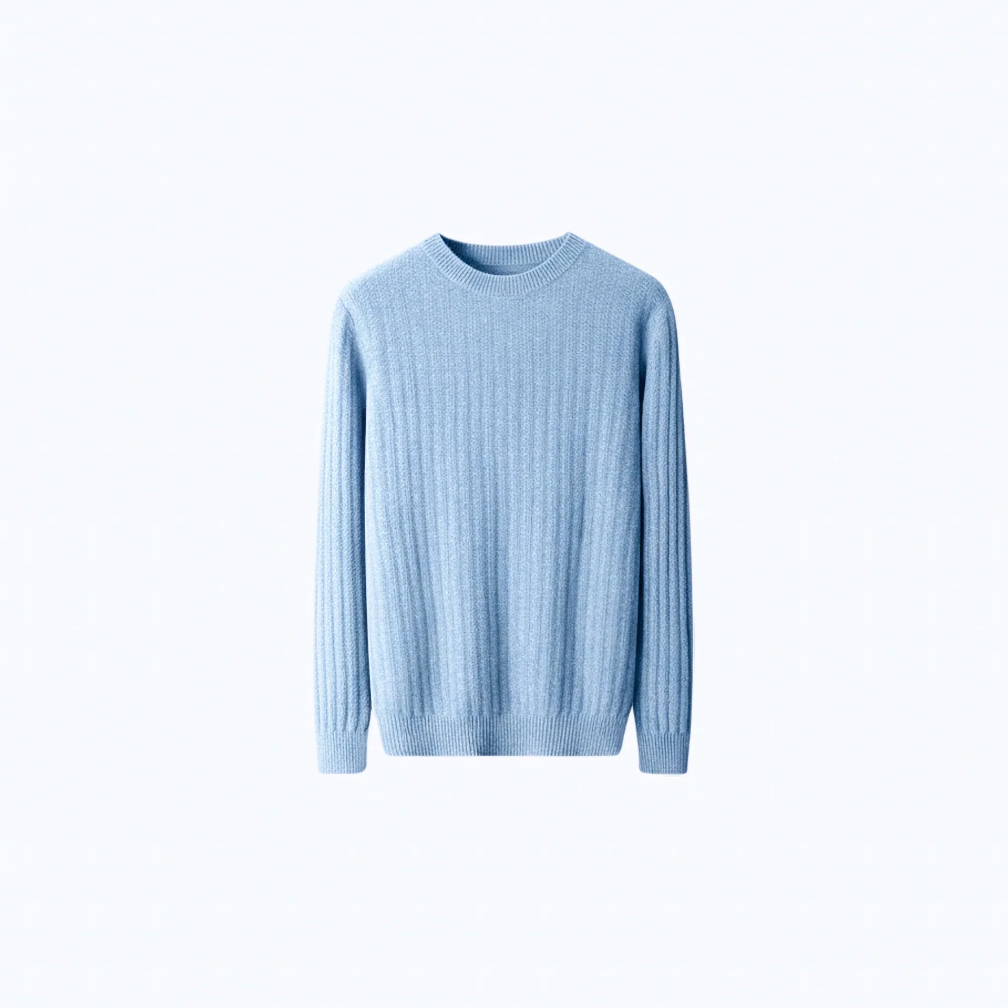 Maglione girocollo a costine in lana 100%