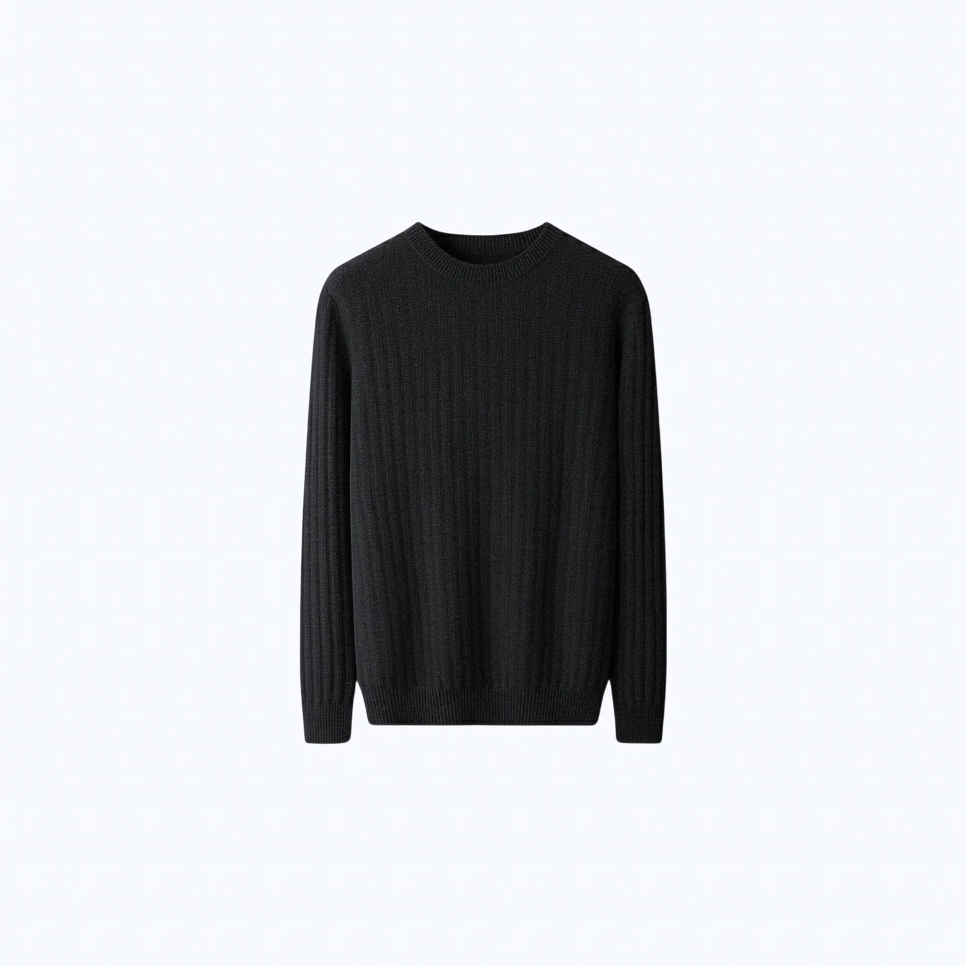 Maglione girocollo a costine in lana 100%