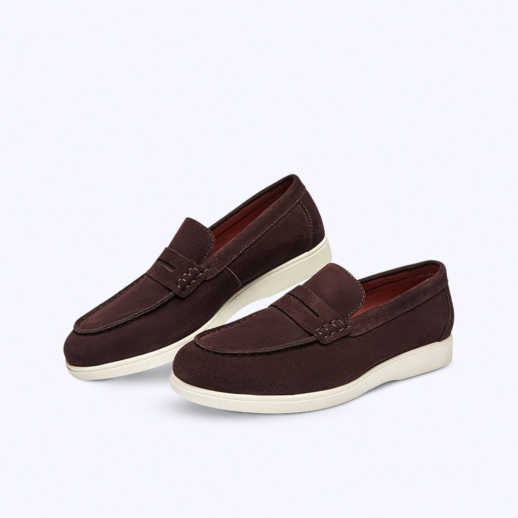 Mocassini in camoscio con design penny