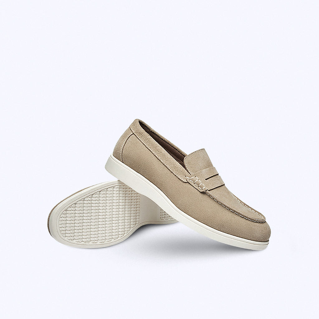 Mocassini in camoscio con design penny