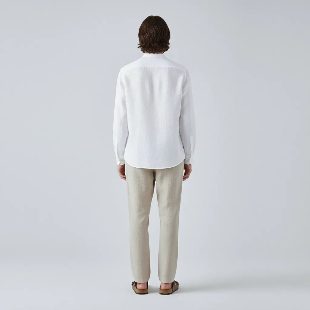 Camicia in lino al 100% con colletto mandarino