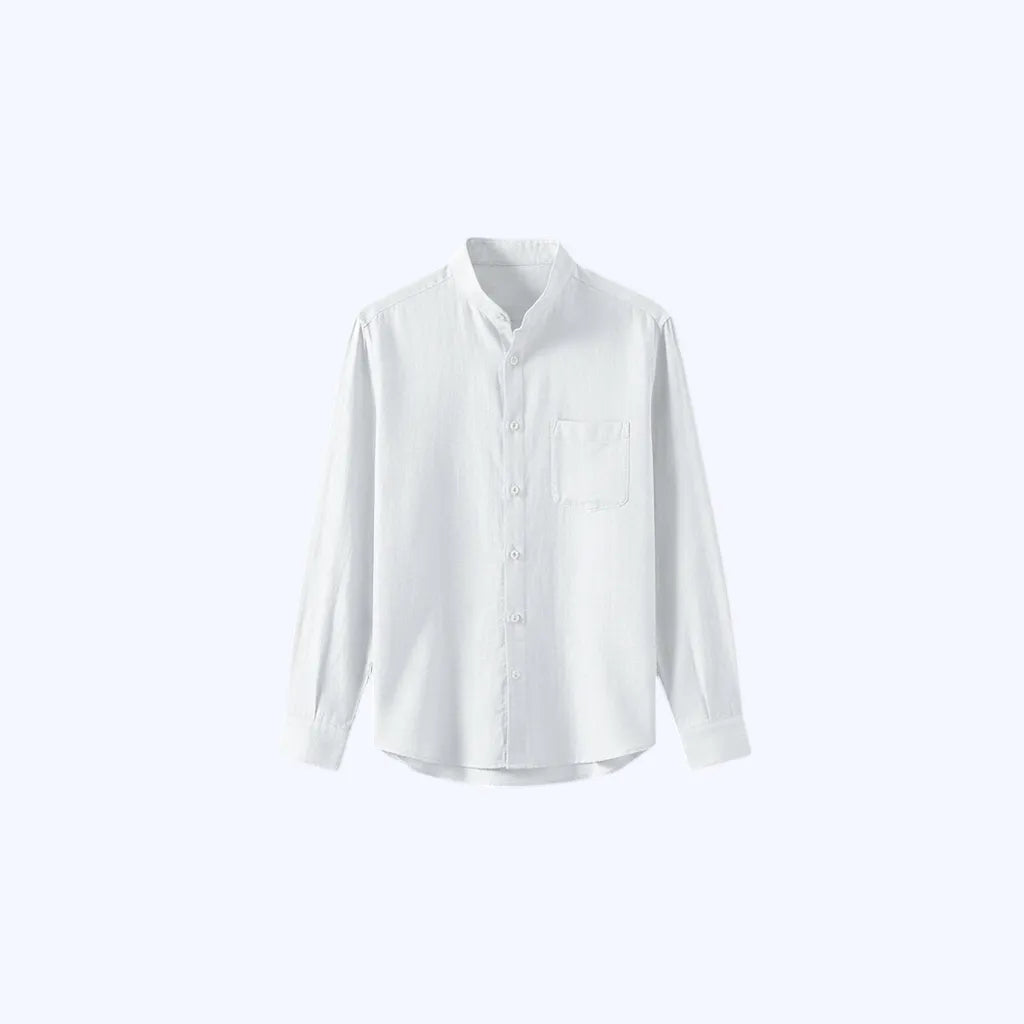 Camicia in lino al 100% con colletto mandarino