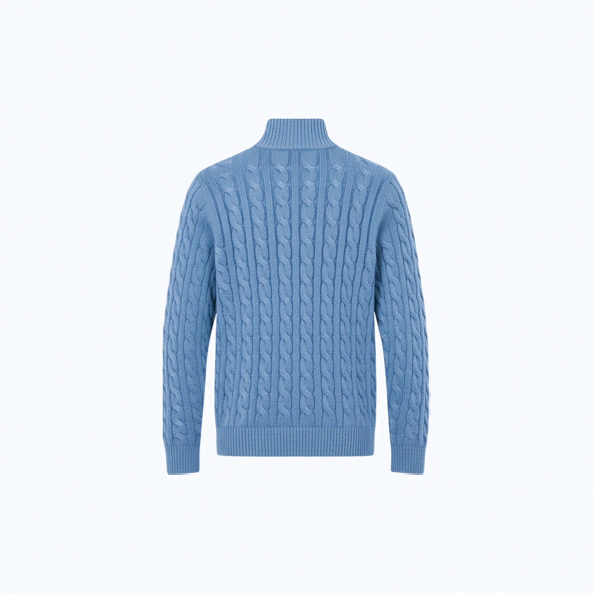 Maglione in cotone a maglia treccia con zip a metà petto