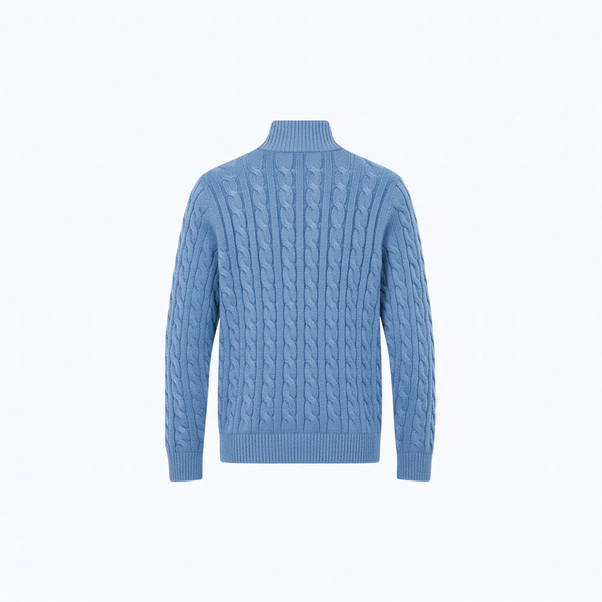 Maglione in cotone a maglia treccia con zip a metà petto