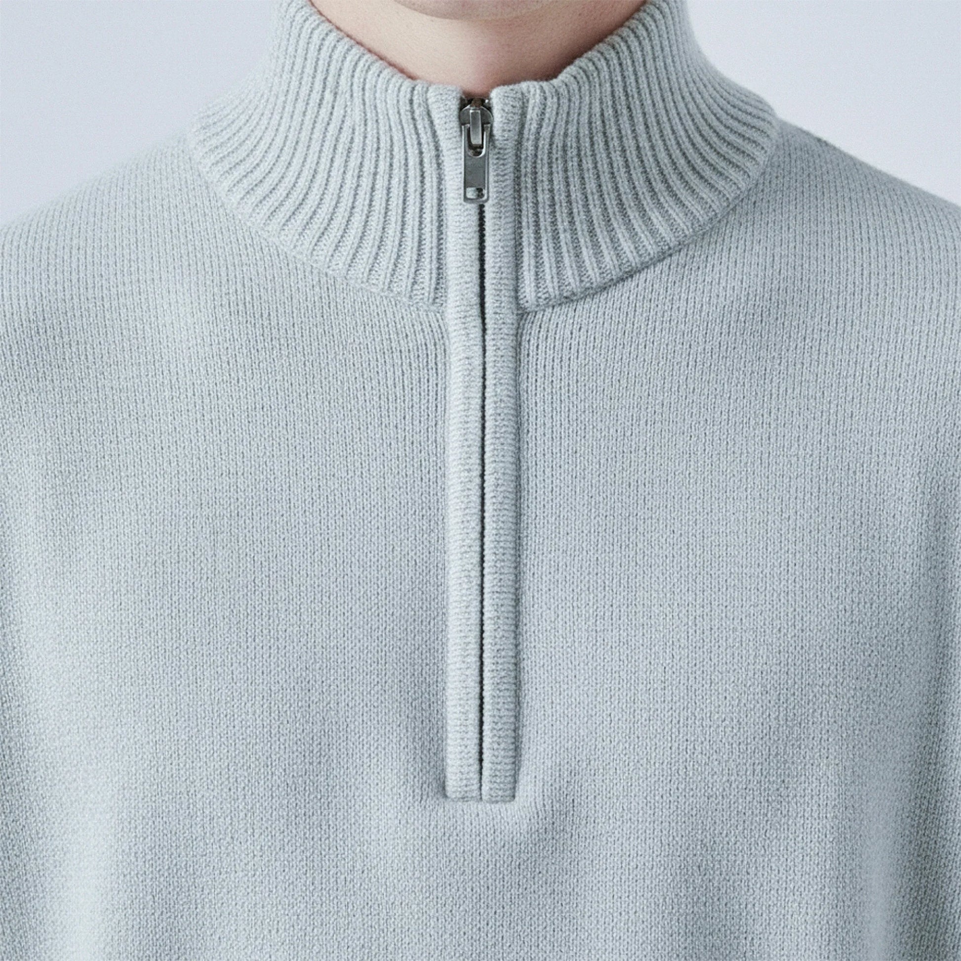 Pullover in cotone con zip a metà petto