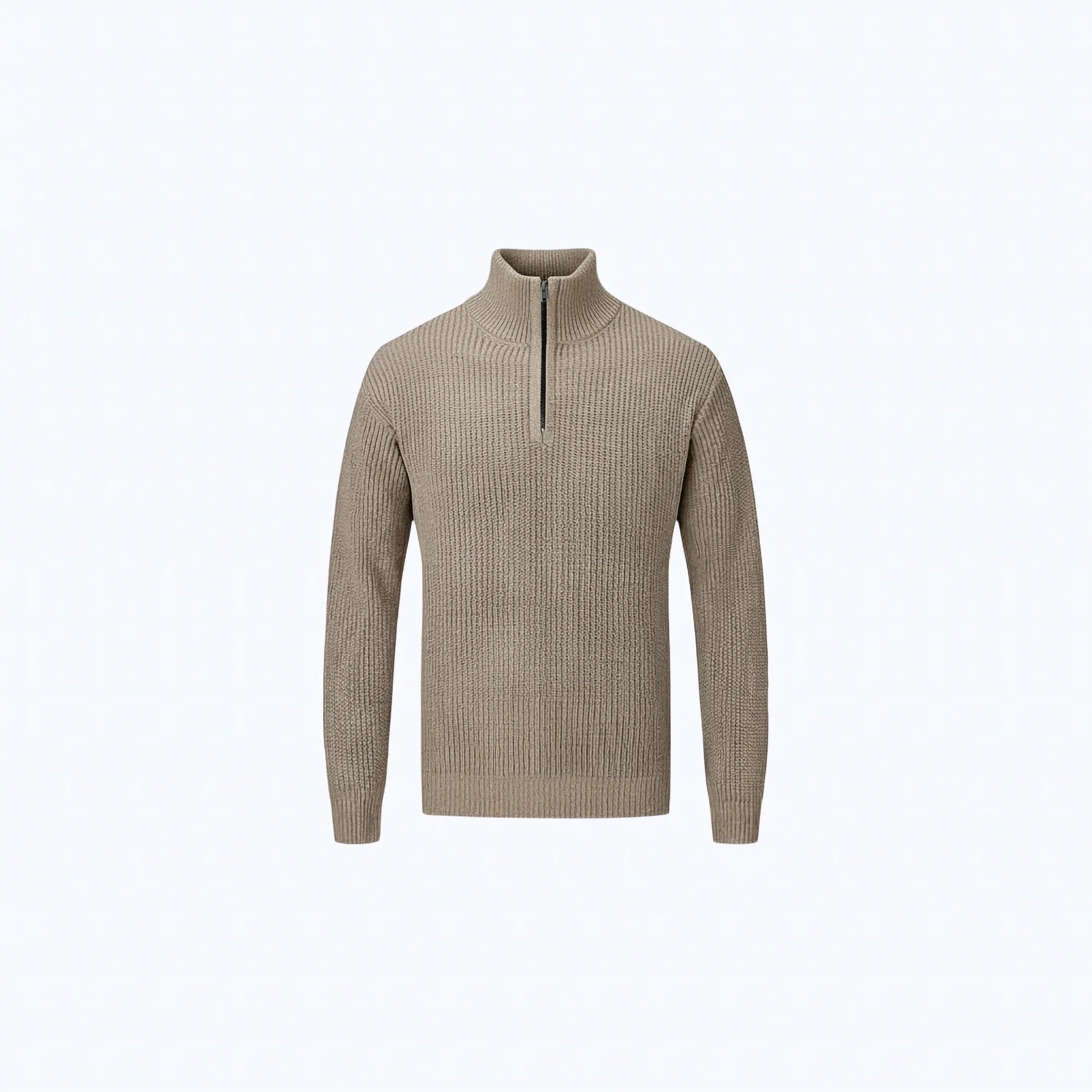 Maglione in cotone a coste con zip a mezza altezza