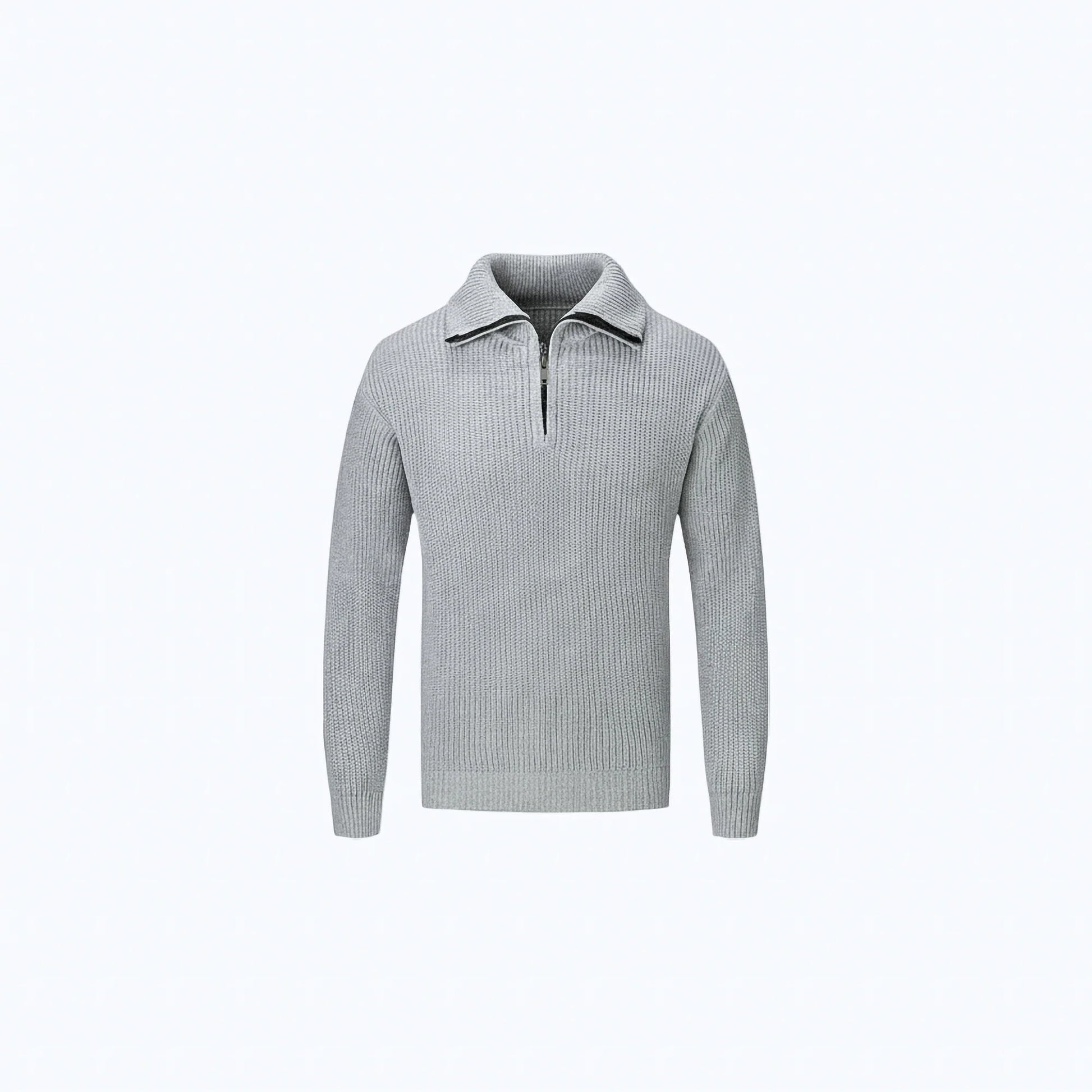 Maglione in cotone a coste con zip a mezza altezza