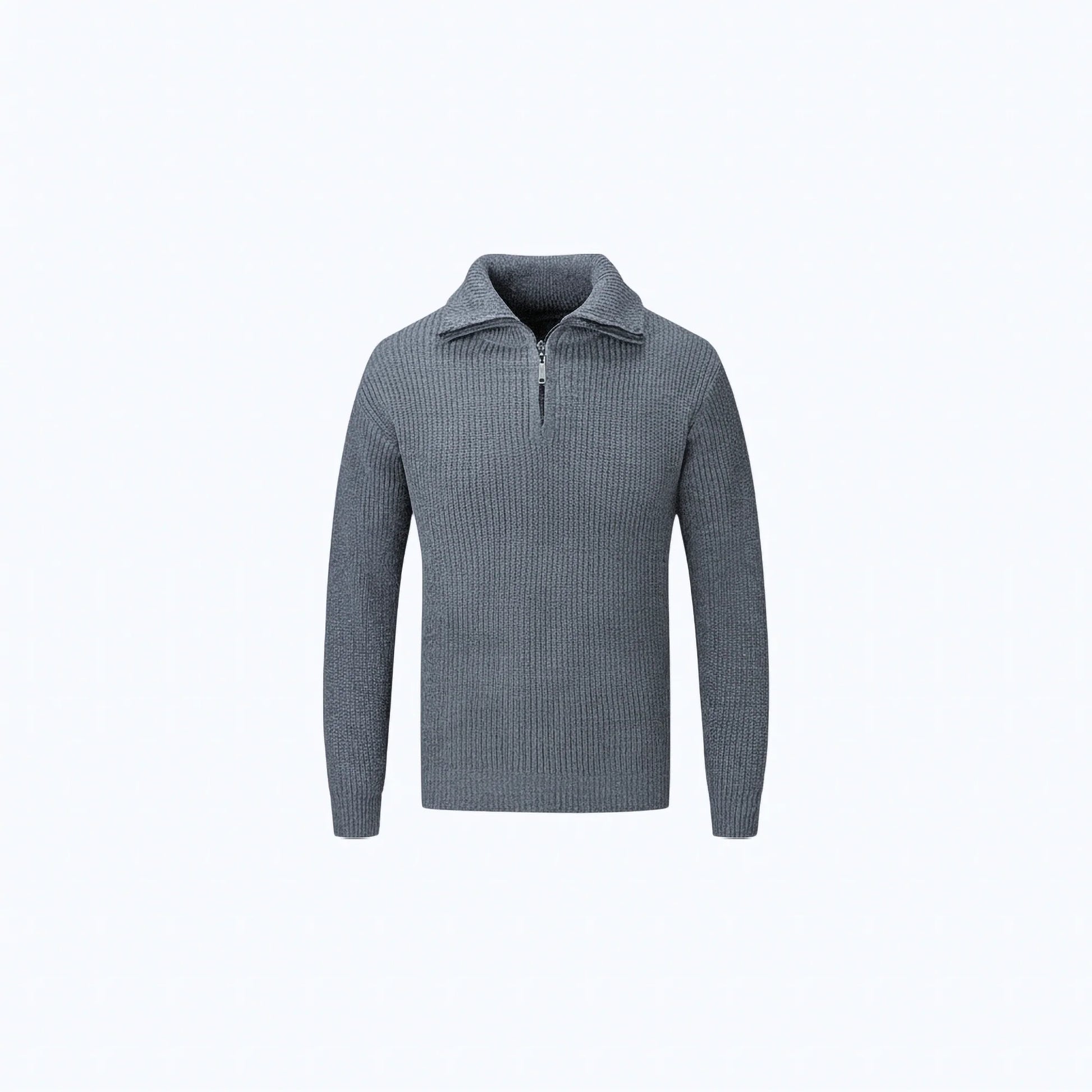 Maglione in cotone a costine con zip a metà torace