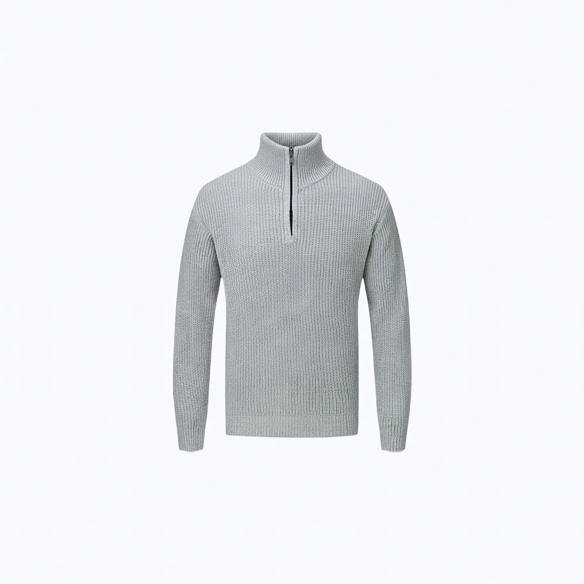 Maglione in cotone a coste con zip frontale a metà busto