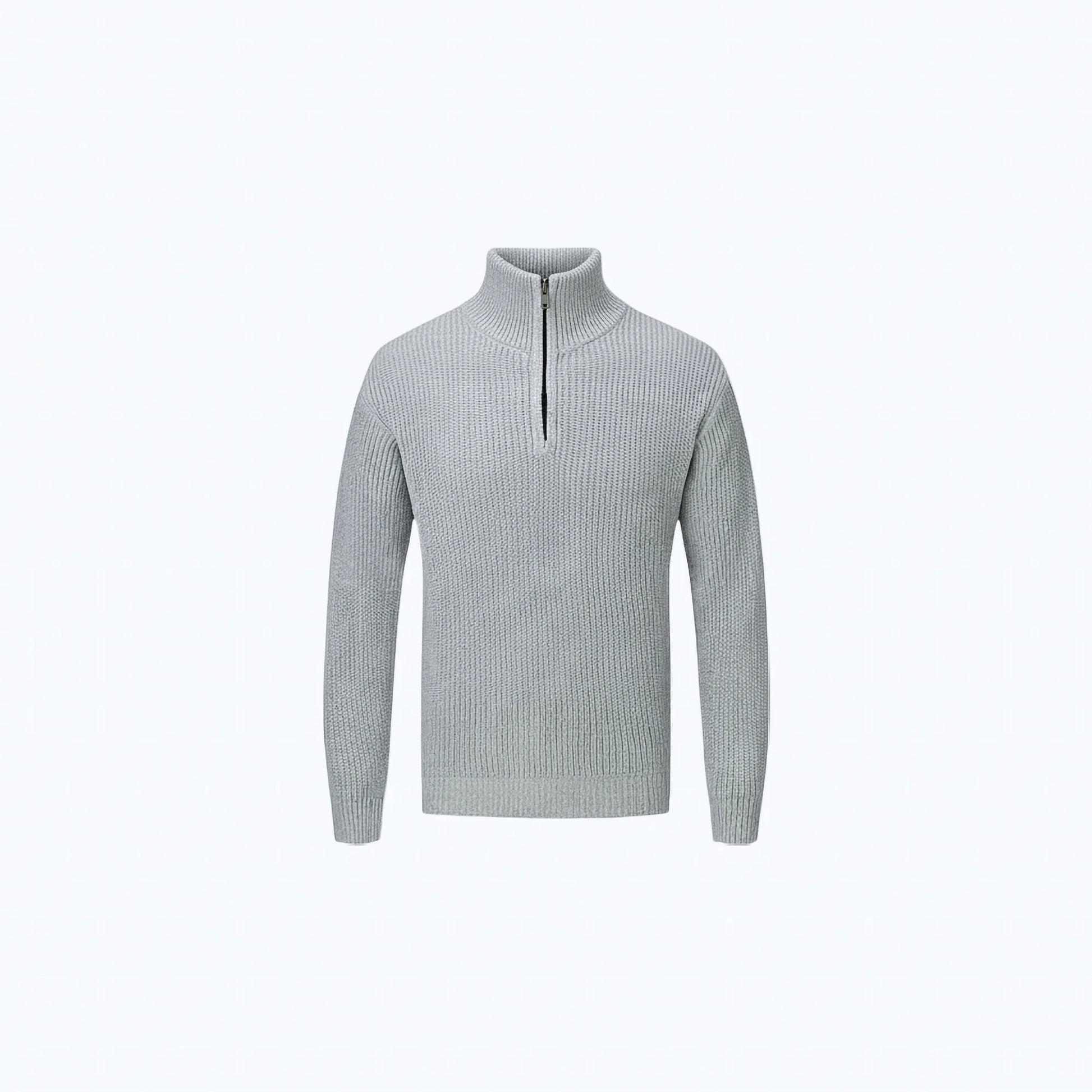 Maglione in cotone a coste con zip a mezza altezza