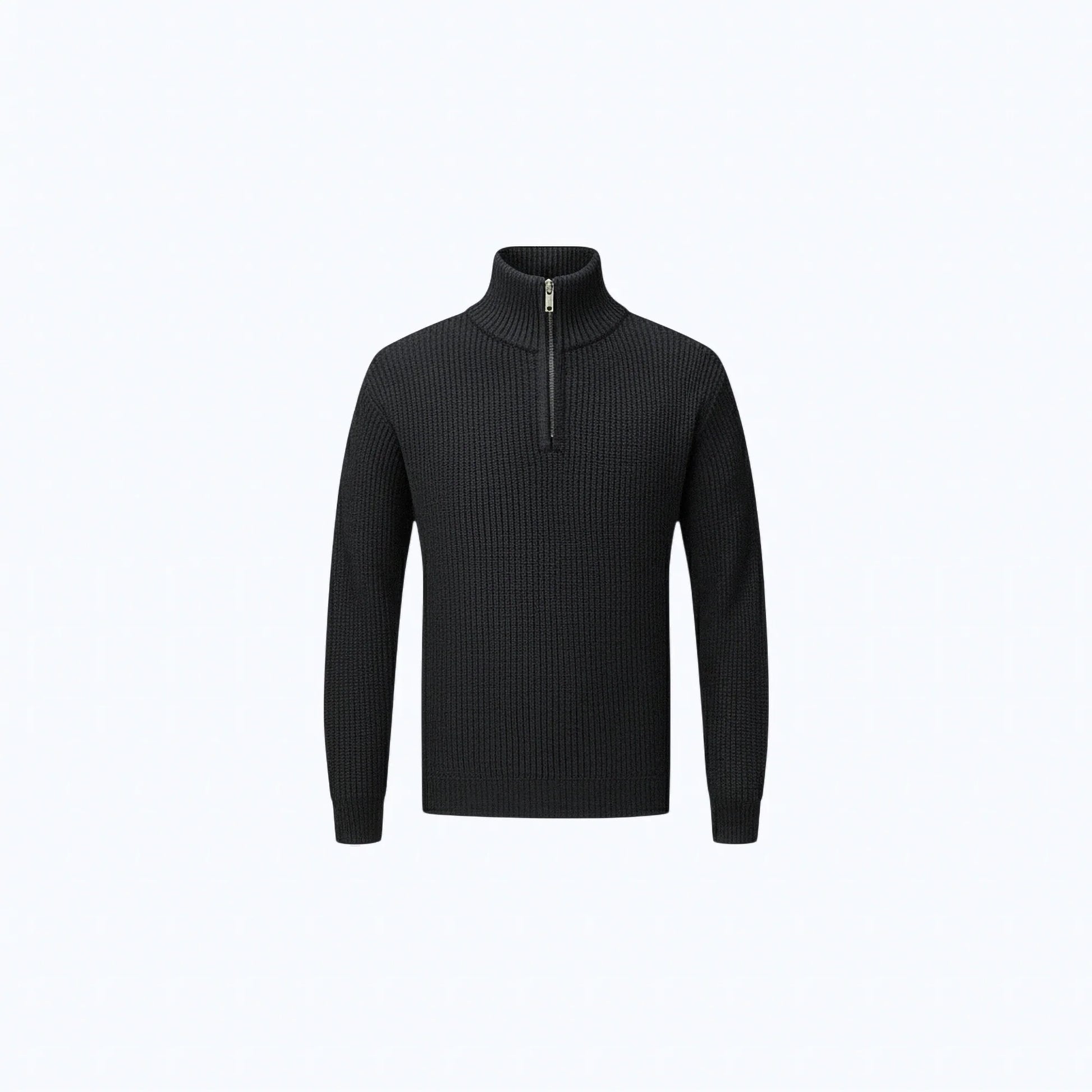 Maglione in cotone a coste con zip a mezza altezza