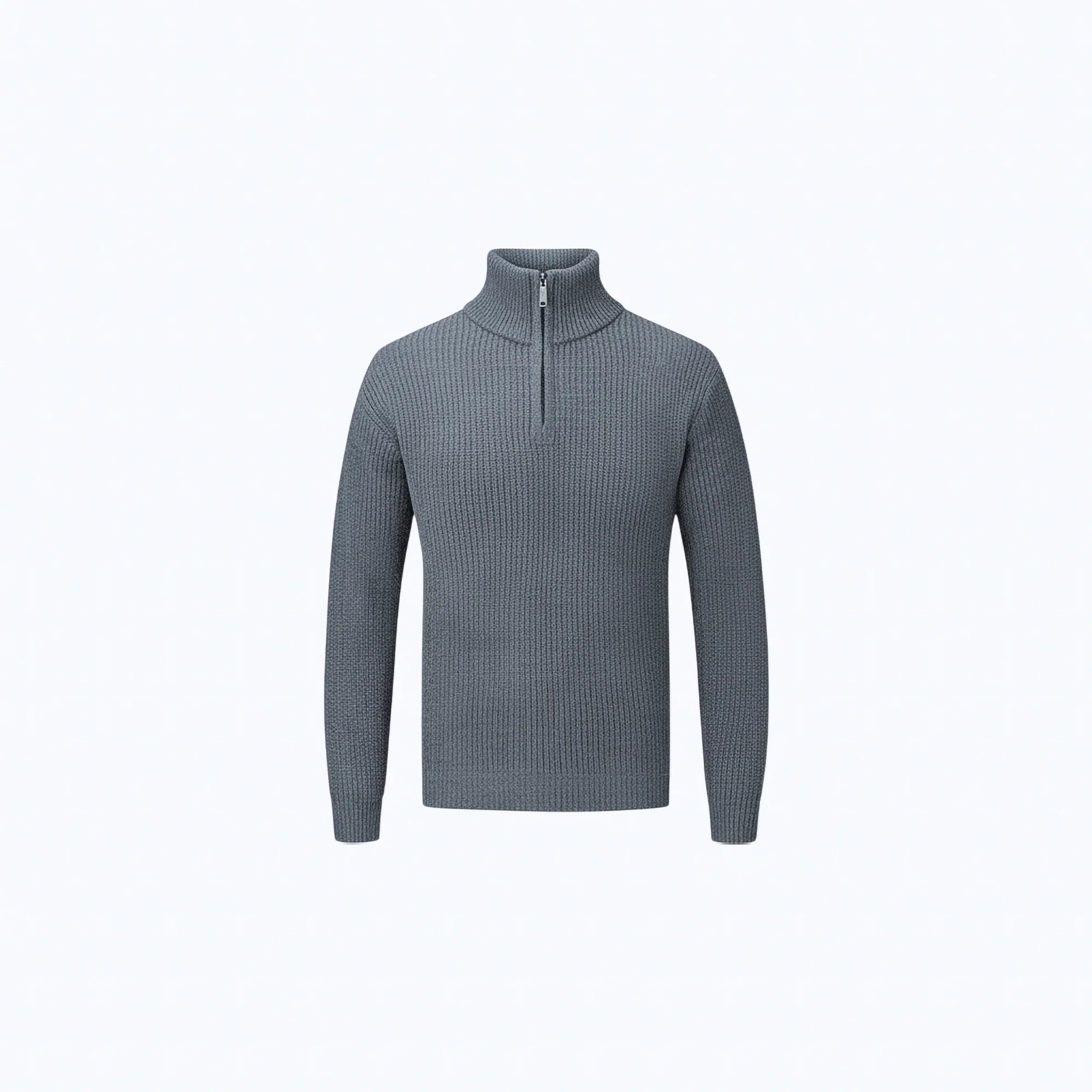 Maglione in cotone a coste con zip a mezza altezza