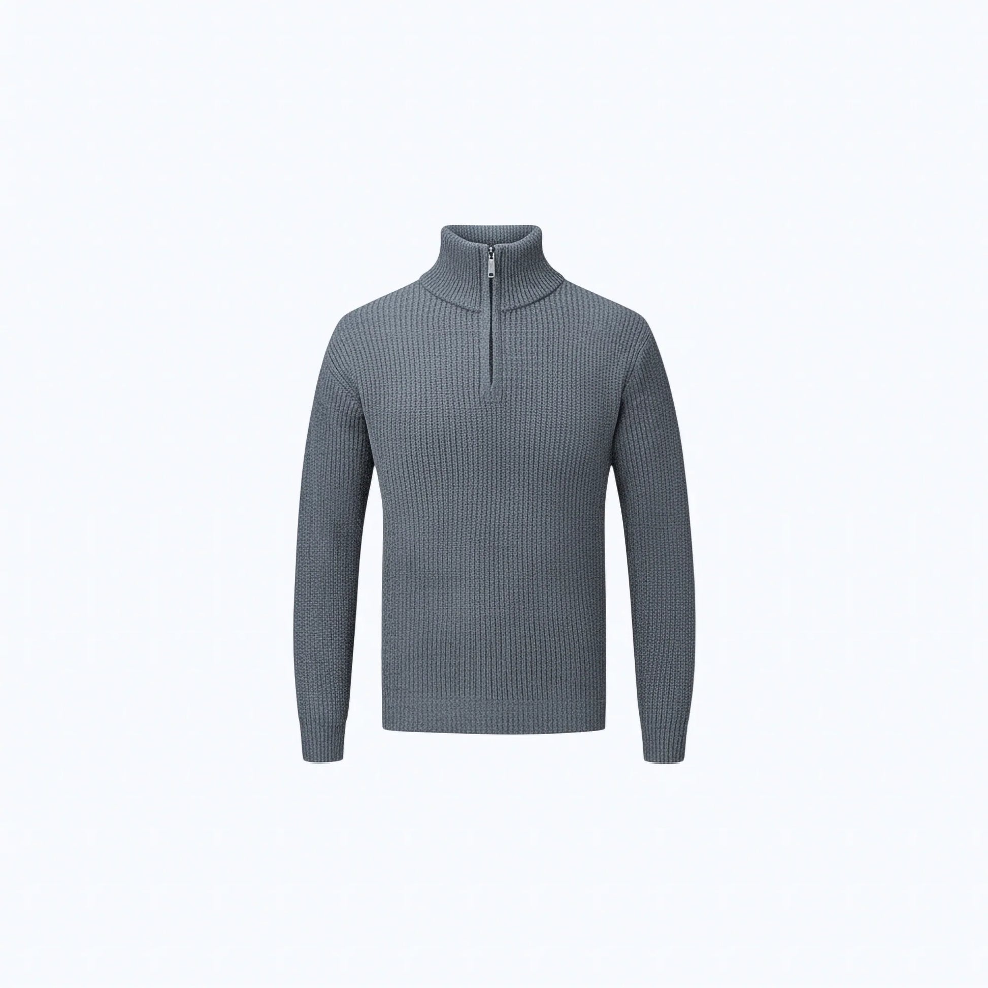 Maglione in cotone a coste con zip a mezza altezza