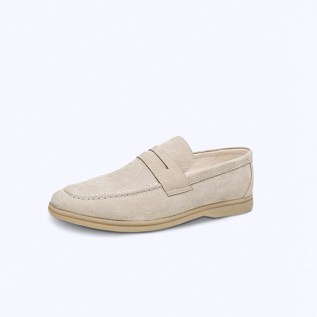 Mocassini penny in camoscio