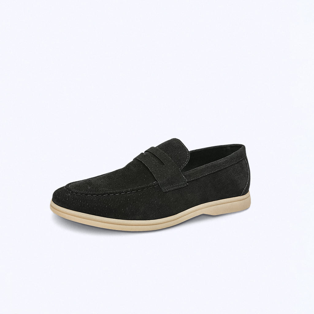 Mocassini penny in camoscio