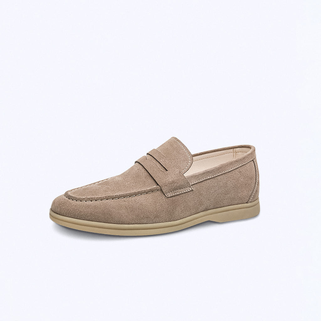 Mocassini penny in camoscio