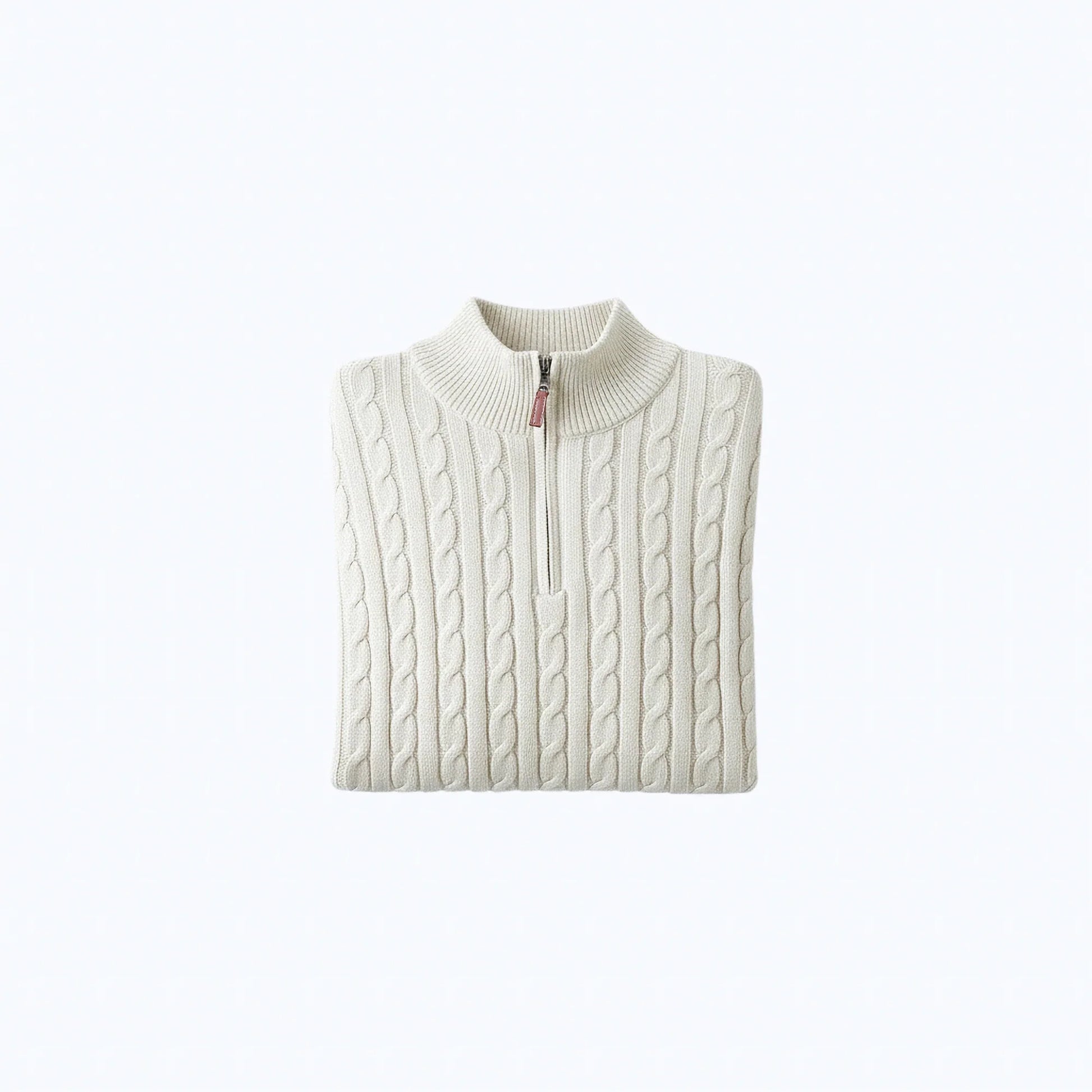 Maglione in lana lavorata a treccia con zip corta